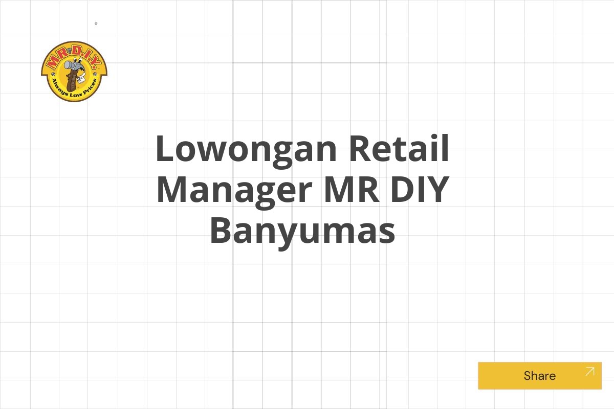 Lowongan Retail Manager MR DIY Banyumas